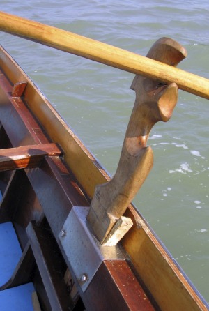 A gondola oar and rowlock.