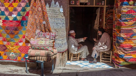 A carpet shop in Marrakesh, Morocco.