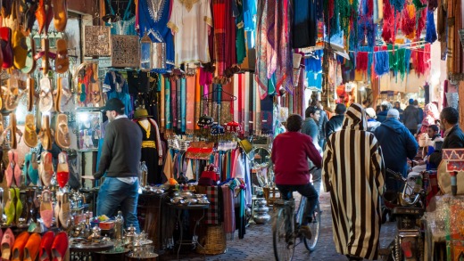 A souk in Marrakesh, Morocco.