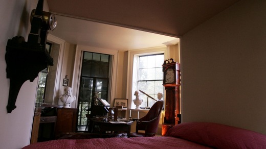 The bedroom and cabinet area of former US President Thomas Jefferson's Monticello, Virginia home.