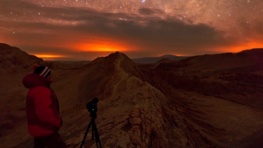 A night-sky photographer captures the Milky Way above the Valley of the Moon.