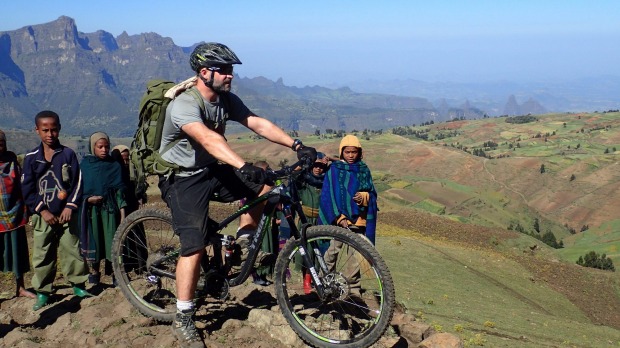 Mountain biking Ethiopia's Simien Mountains.