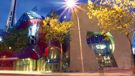 Exterior of the Gehry-designed EMP in Seattle.