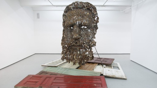 The Fidel Castro sculpture at the Jack Shainman Gallery was made by Yoan Capote from old door hinges.