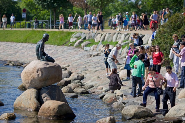 The little mermaid statue in Copenhagen.