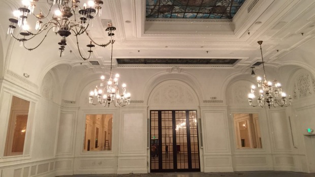 The newly restored Palm Court dining room at Hotel Alexandria.