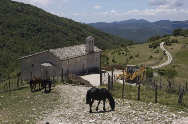 BARTOLI: A narrow winding road climbs more than 1000 metres to Bartoli, a stone villa in the hilltop village of Patrico ...