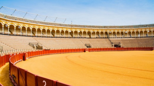 The bullring of the Plaza de Toros de la Maestranza in Seville.