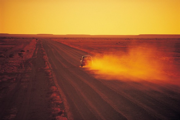 Driving at Sunset, Oodnadatta Track.