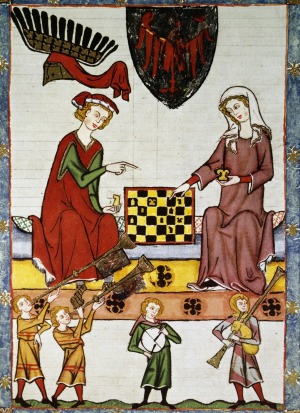 Otto IV of Brandenburg playing chess with a lady, miniature from the Codex Manesse, Heidelberg University Library.