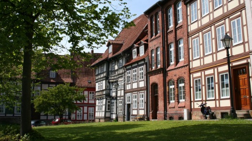 A street scene in Hildesheim.