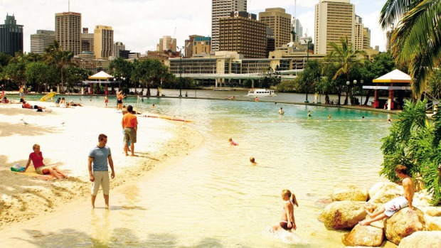 Brisbane's man-made  beach at South Bank.