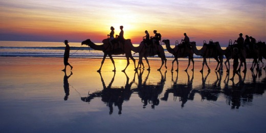 Camel trekking on Cable Beach.