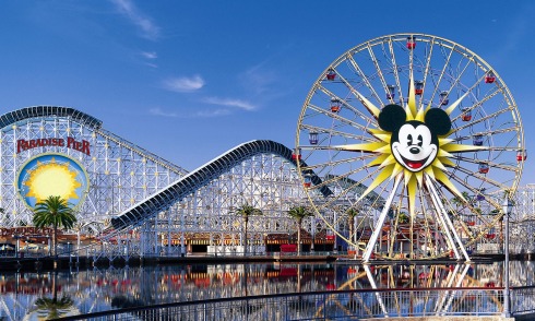 Rides at Paradise pier at Disneyland.