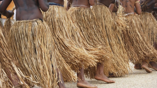 Lcoals performing dance, Hienghene, New Caledonia.