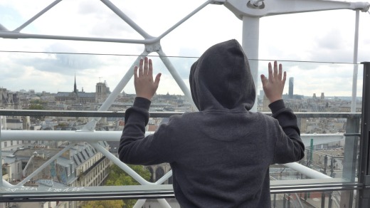 Taking in the rooftop view from the Georges Pompidou Centre.