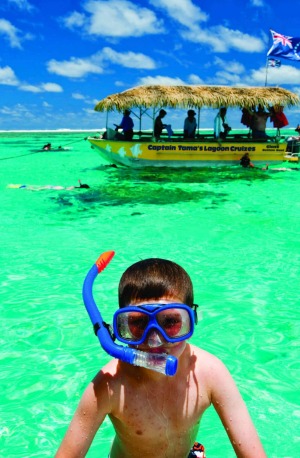 Snorkelling in the Rarotonga lagoon.