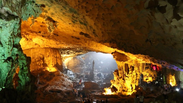 The Surprise Cave at Ha Long Bay: The only thing that may surprise is the troupe of macaque monkeys that reside here.