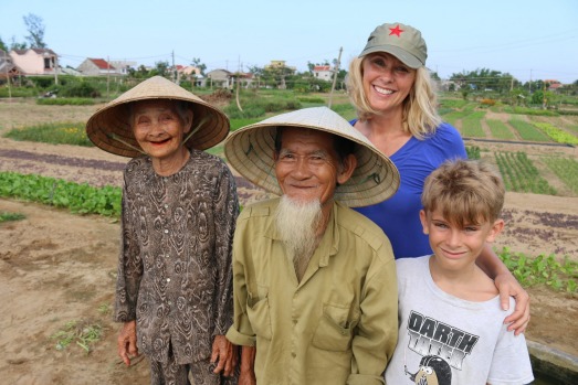 Happy tourists: Tracey Spicer and her son loved travelling through Vietnam and meeting locals.