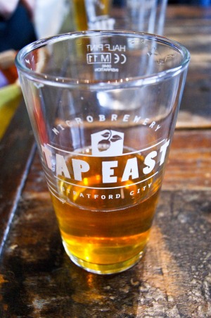 Tap East in Stratford Westfield shopping centre in London brews its own beer on-site.