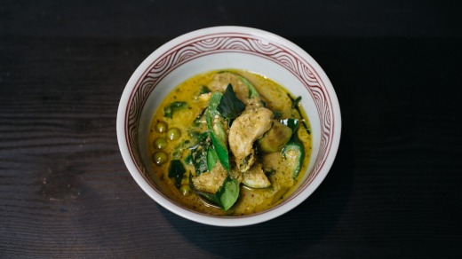 Green curry of chicken and Thai eggplant, Long Chim restaurant.