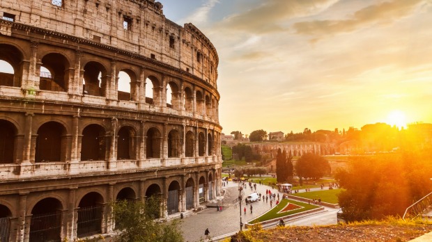 The Colosseum, Rome, at sunset.