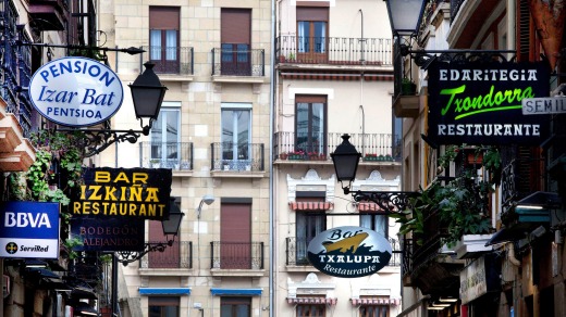 Restaurants galore: San Sebastian's old town.