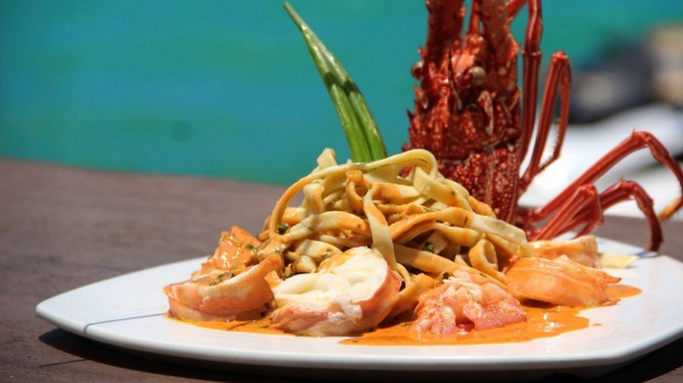 Fettuccini with lobster at Au Fare.