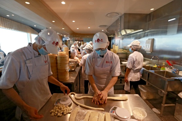 The central dumpling kitchen at Din Tai Fung at Emporium Melbourne.