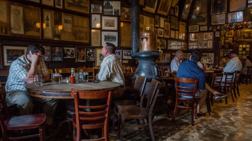 An interior view of McSorley's Old Ale House, East Village Manhattan, New York.