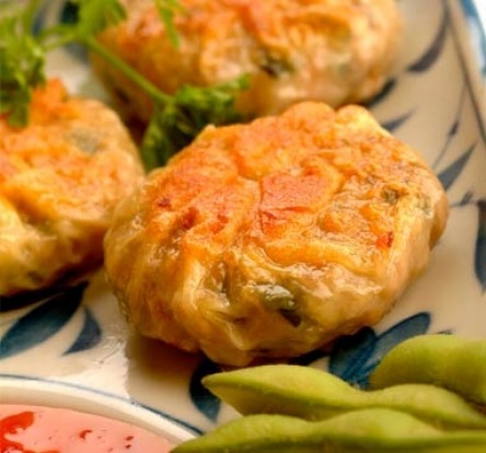 Chicken and lotus root cake served at Yank Sing restaurant in San Francisco.