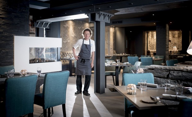 Knifes and Pots Scottish chef and Michelin-star holder Tom Kitchin at his restaurant The Kitchin.