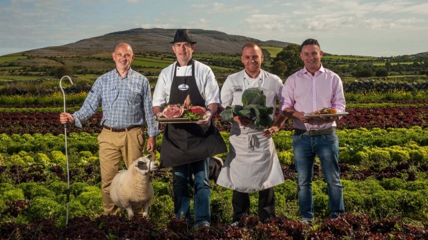 The characters behind the Burren Food Trail are, from left, Donal Monaghan, farmer; Neil Hawes, butcher; Viv Kelly, ...