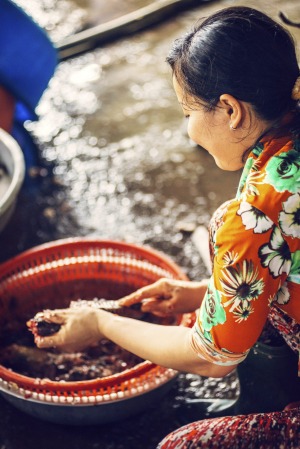 A street market seller in Vietnam.