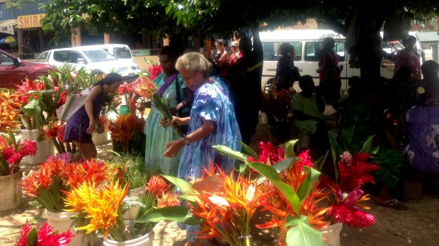 Vibrant flowers for sale at  Port Vila Market