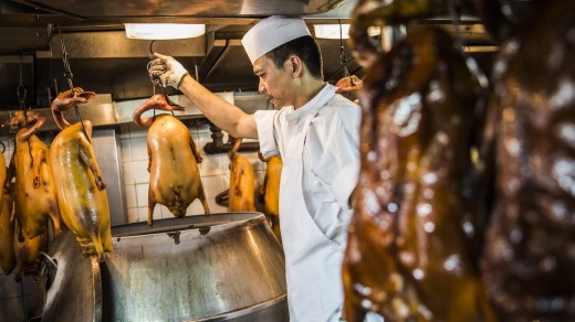 In the kitchen at Yung Kee.