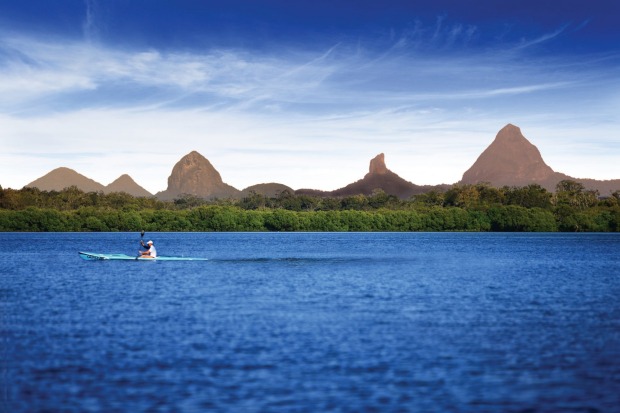 The stunning Glasshouse Mountains.