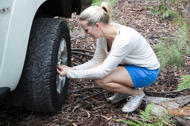 First things first: Checking the tyre pressure.