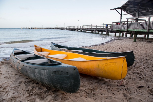 Kayaks at the Kingfisher Bay jetty.