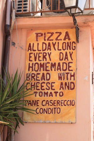 Pit-stop sign in Forza D'Agro, Sicily.