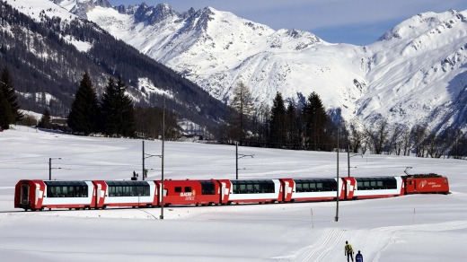 The Glacier Express in the Goms Valley.