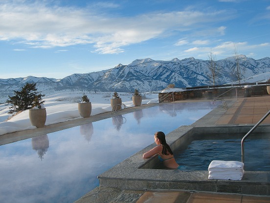 The pool at Amangani, Jackson Hole, Wyoming, USA.