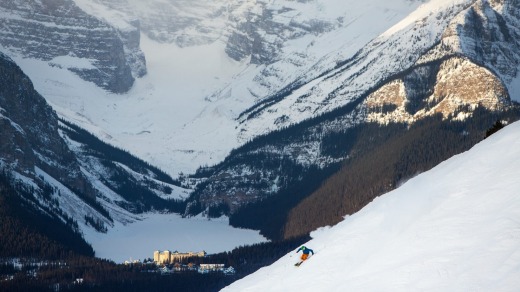 The Lake Louise Ski Resort with Chateau in  the background.