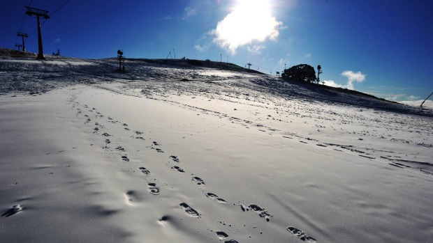 Plenty of man made snow on the Bourke street run at Mt Buller for the opening this weekend.