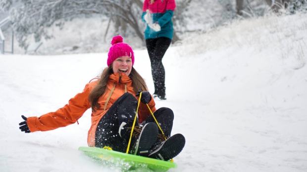 Mt Buller: (L-R) Residents Kate Monahan and Gillian Dobson enjoying the powder.