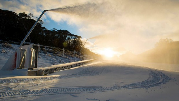 Snow builds on the ski fields at Thredbo.