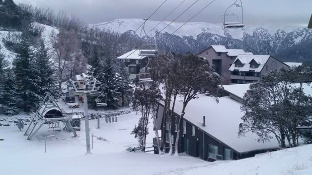 Snow builds ahead of the season ski opening at Falls Creek.