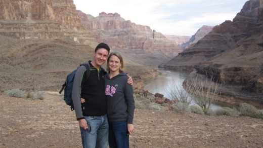 Tony Laskey was working as a trip manager for Contiki when he met his wife Catherine.