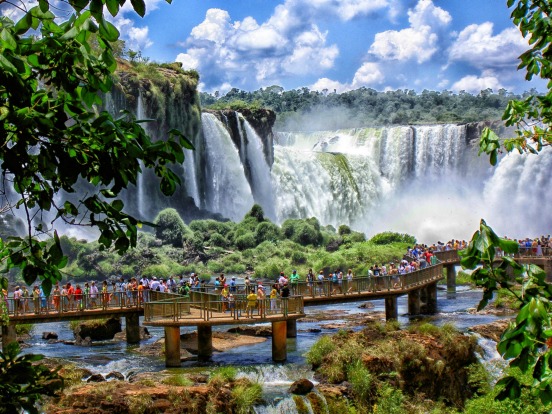 Iconic sights on a 22-day private jet tour: Iguazu Falls on the border of Brazil and Argentina.
