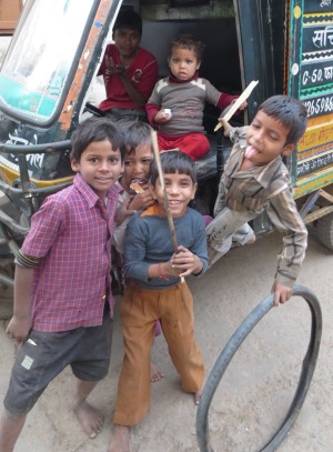 Local boys on Mughal Heritage Walki in Agra.